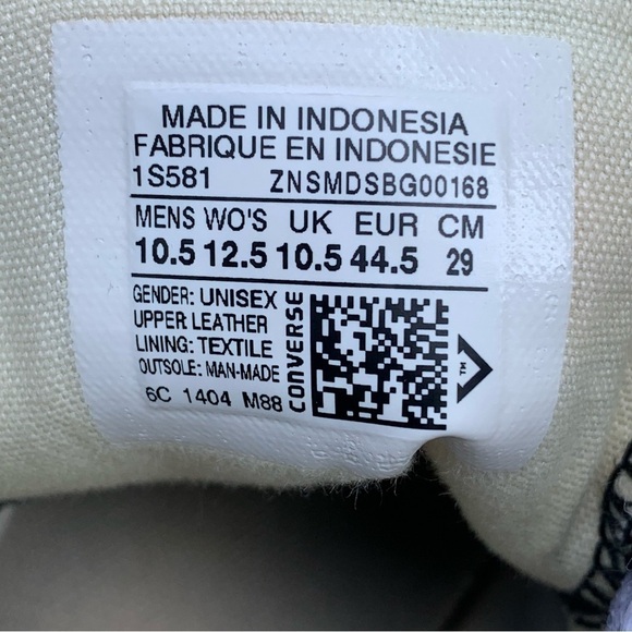 Converse Chuck Taylor All Star High Top Black Leather Shoes 1S581 Women’s 12.5 - Picture 6 of 7